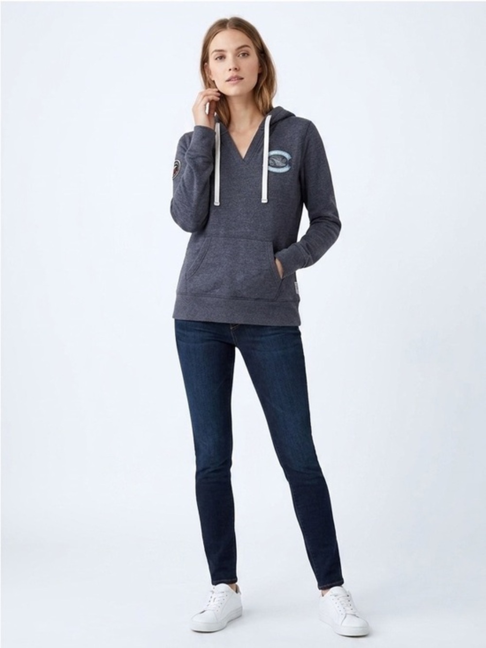 Roots Navy Hoodie Size Medium Cotton
